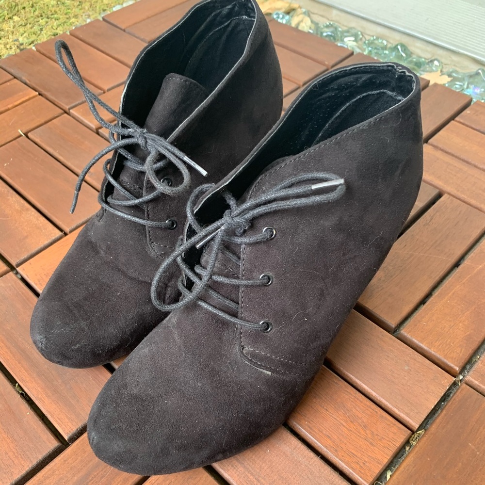 Black Suede Lace Up Booties